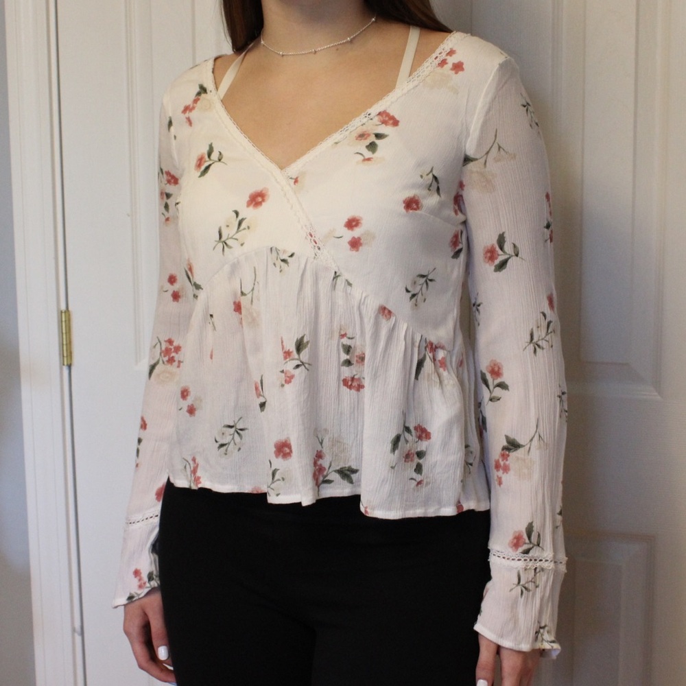 White floral blouse